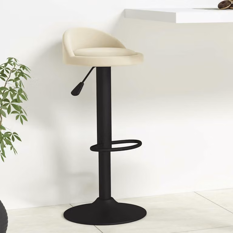 Sgabello da Bar vidaXL in Velluto Beige con Struttura in Metallo Moderno L/P/H: 36 x 38 x 94 cm