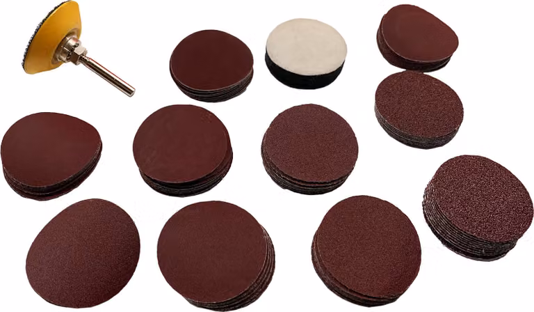 Set di carte abrasive da 50 mm e adattatore (con 100 dischi, grana 80-2000)