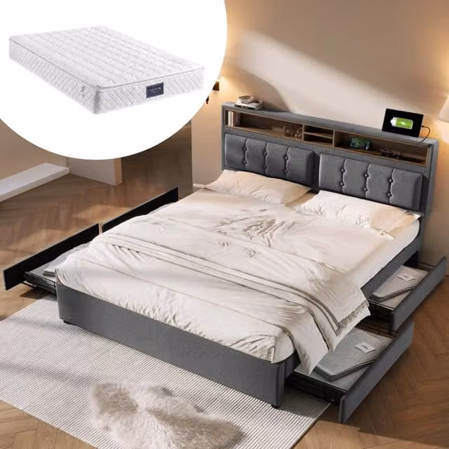 letto imbottito lino grigio 140x200 cm
