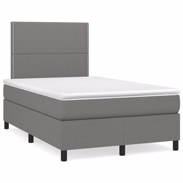 Giroletto a Molle con Materasso Grigio Scuro 120x200 cm Tessuto