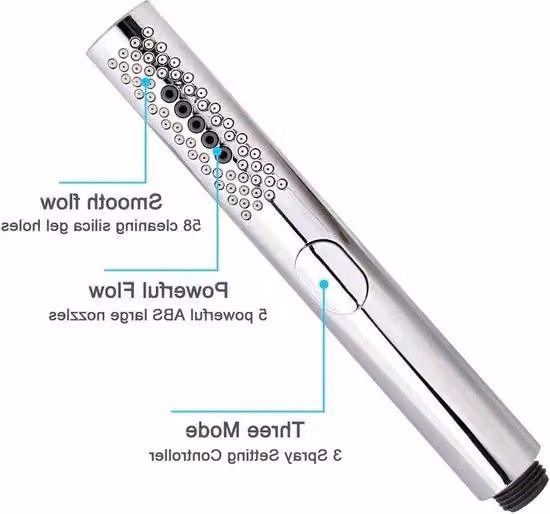 Soffione doccia per il bagno con 3 funzioni - Ugelli anti-usura in gel di silicio - Corpo in ABS cromato