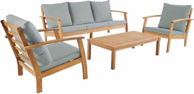 Salotto da giardino in legno di acacia, 5 posti, verde grigio