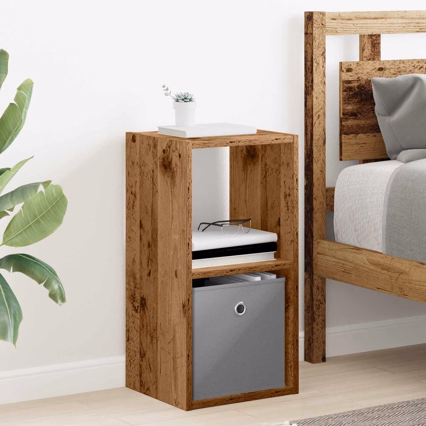 Comodino vidaXL in legno vecchio marrone, stile moderno, L 30,5 cm x P 27 cm x H 59,5 cm