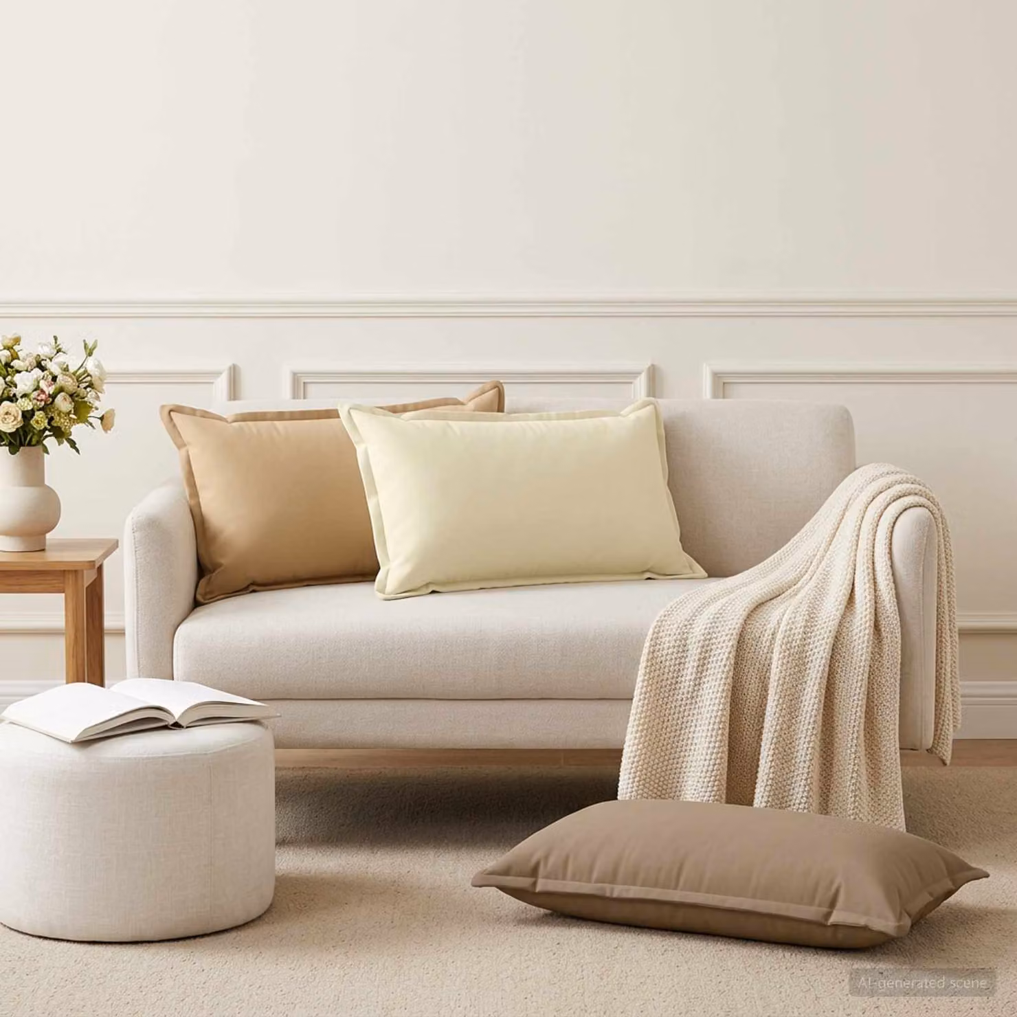 Set di 6 federe vidaXL HOUTEN color tortora in poliestere, L 80 cm x P 40 cm