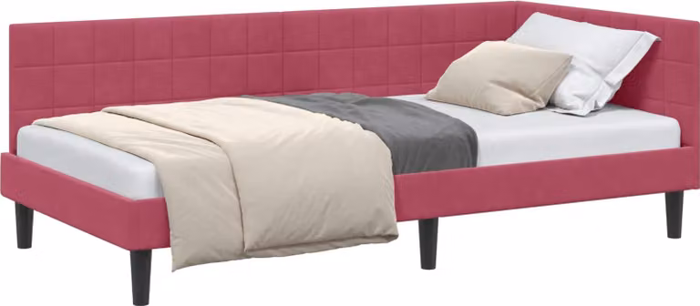 Cornice del letto ad angolo Rosso Vino 90 cm x 200 cm Velluto
