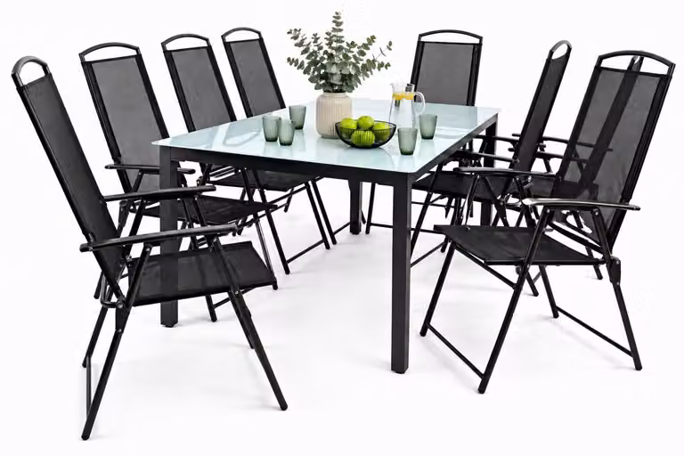 Set mobili da giardino da 9 pezzi | gruppo posti a sedere gruppo da pranzo | 1x tavolo, 8x sedie | dimensioni del tavolo ca. H. 76 x W. 189 x D. 90 cm | Hochlehner Set 189M
