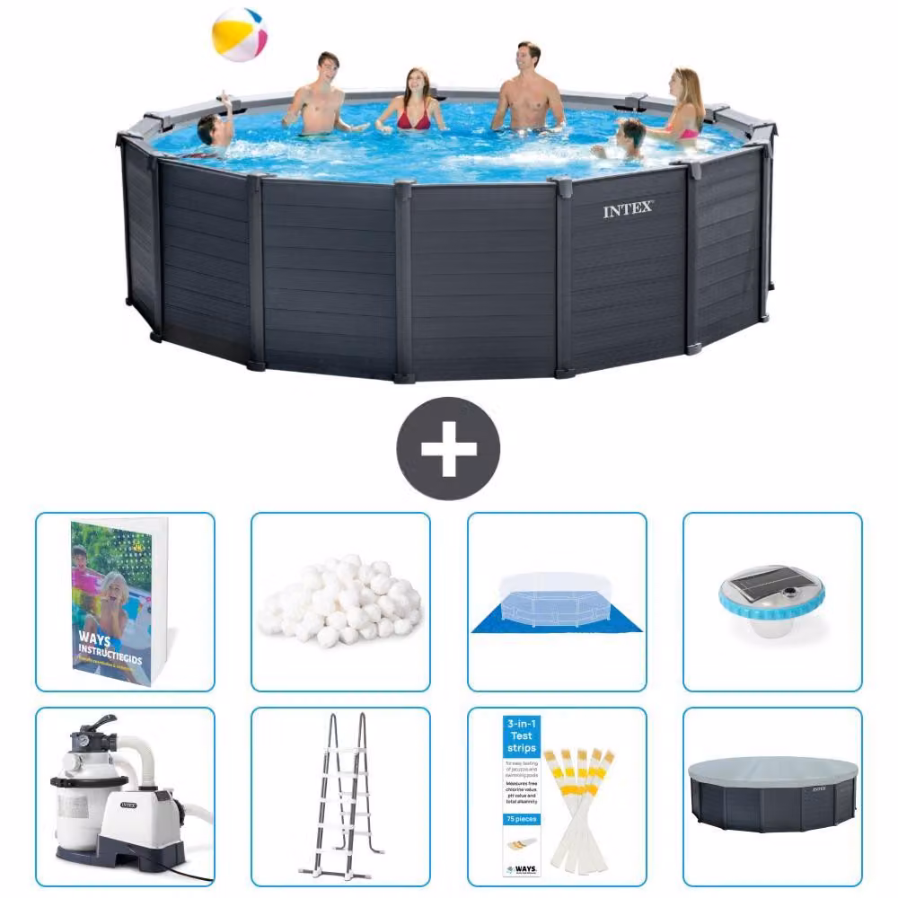 Pannello per piscina in grafite, modello Rund - 478x124 cm - composto da 7 elementi, codice S627