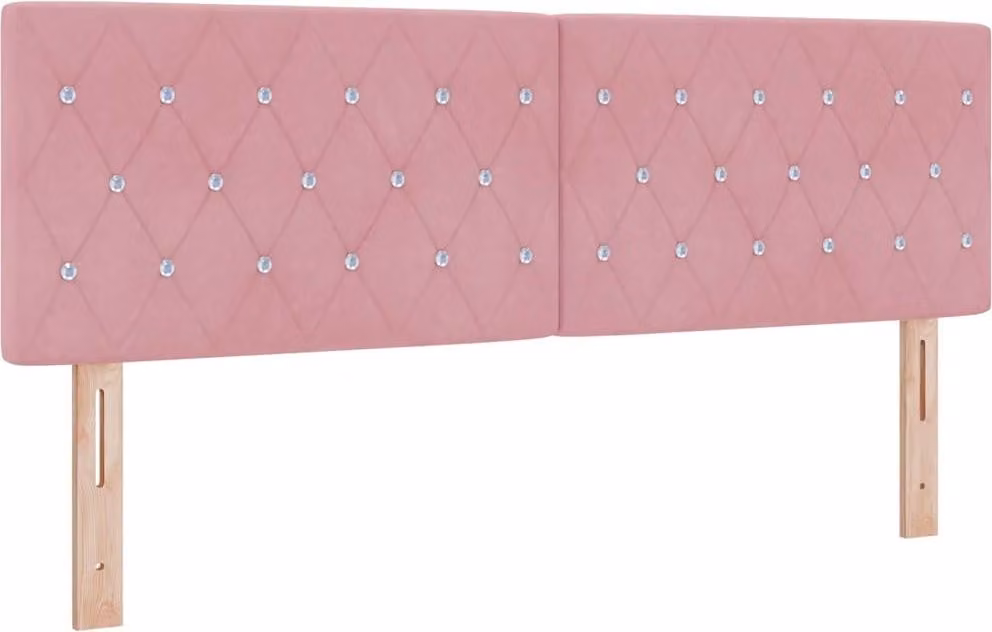 Testiera LED con strisce luminose LED, colore rosa, 160 cm, in velluto