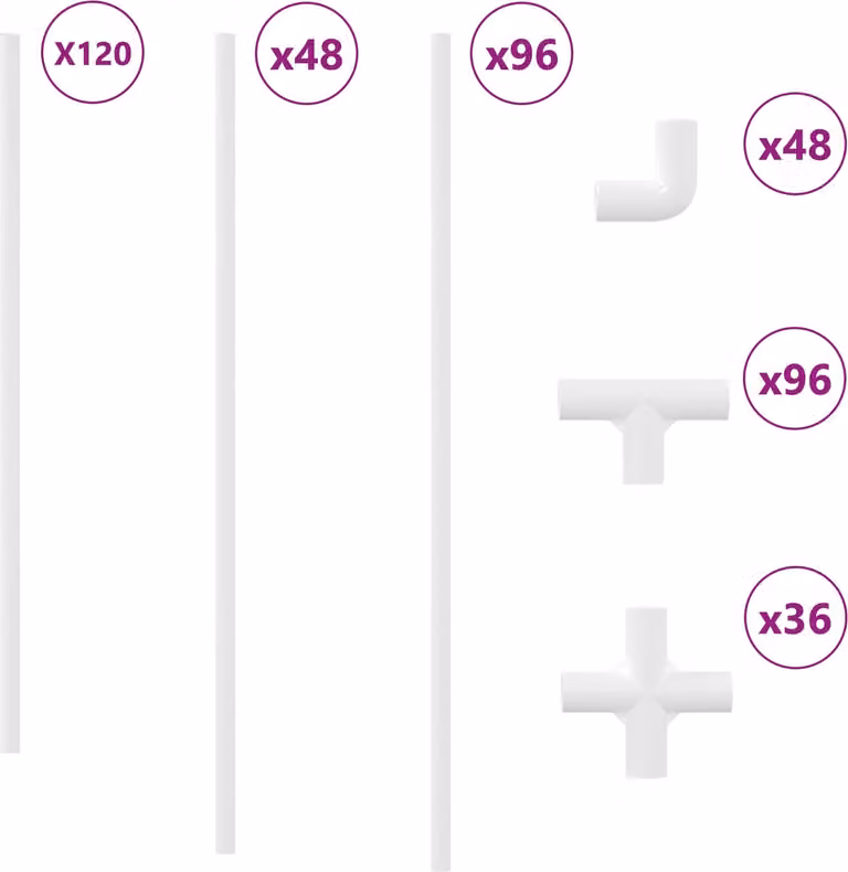 Tubo PVC 12 pcs Bianco 12,2 x 1,8 x 500 mm PP e PE
