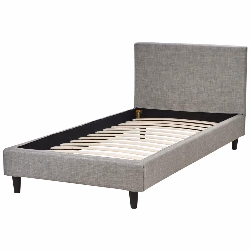 Letto singolo Beliani in velluto grigio con rete a doghe in legno, stile moderno L/P/H: 90 x 200 cm – 2