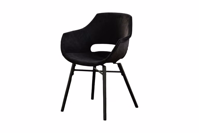 KAWOLA ZAJA sedia da pranzo Velvet nero