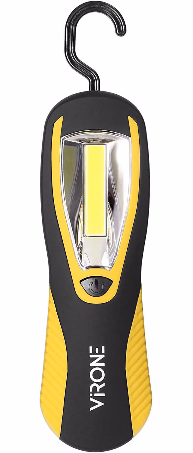 VIRONE WL-7 torcia da lavoro, LED COB, 3W, 200 lm, 3 x AA, giallo/nero