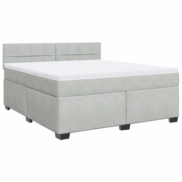 Giroletto a Molle con Materasso Grigio Chiaro 180x200cm Velluto