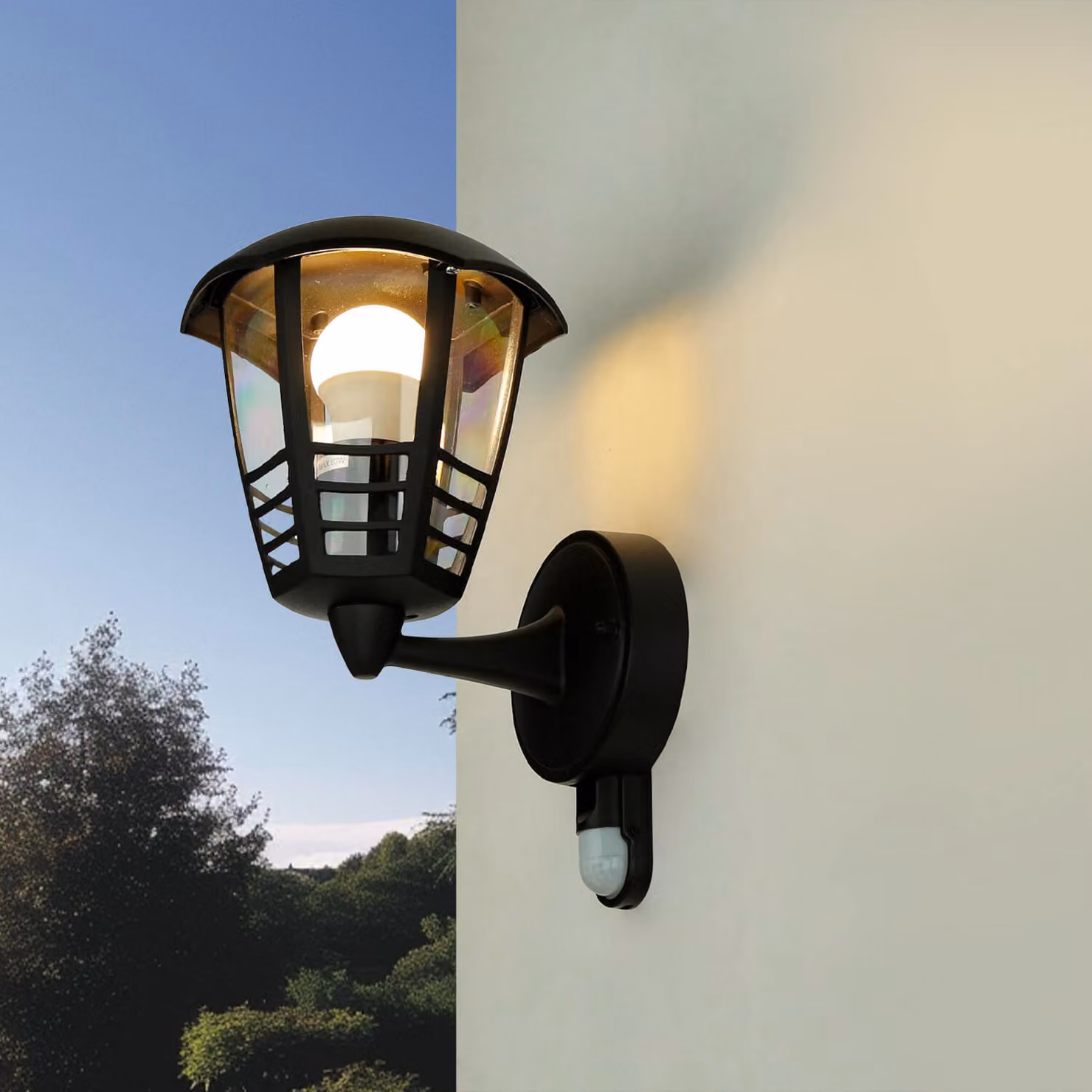 Luce da esterno con rilevatore di movimento IP44 nero E27 metallo lampada da parete rustica cortile esterno giardino