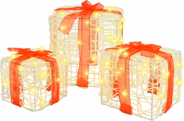 Scatola Regalo 3 pcs Bianco caldo 20 x 20 x 20 cm Acrilico
