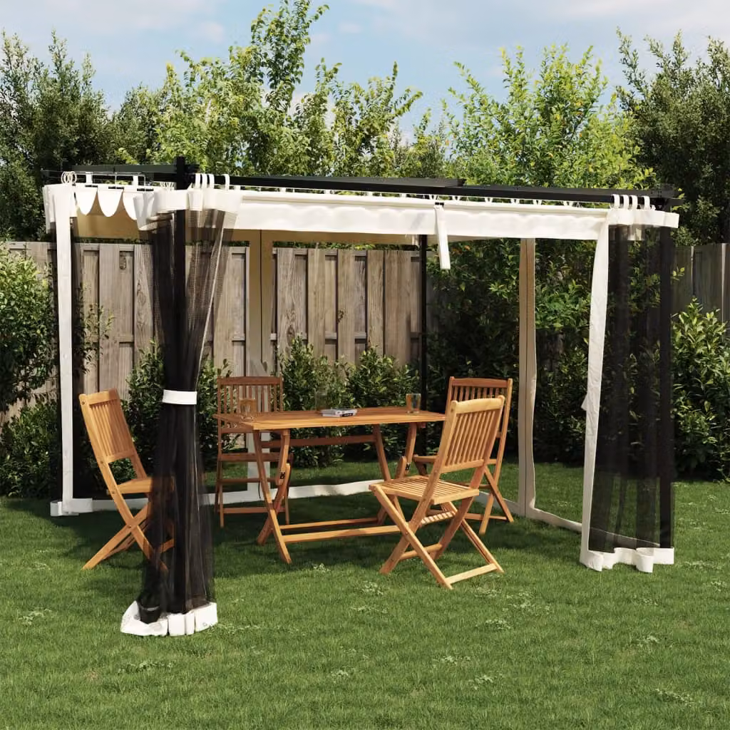 Gazebo vidaXL con pareti in rete e finestre, beige o antracite, L: 300 cm, P: 300 cm, H: 230 cm