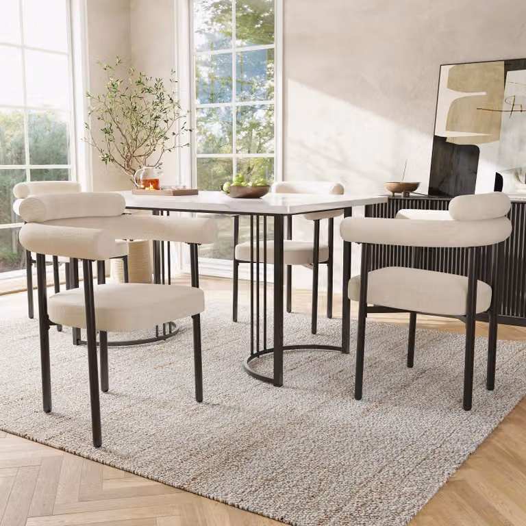 2 sedie da pranzo, moderne e semplici, realizzate in velluto color crema, con sedute ergonomiche a forma di anello, adatte perda pranzo, soggiorni e uffici, disponibili in diversi colori, tra cui il beige