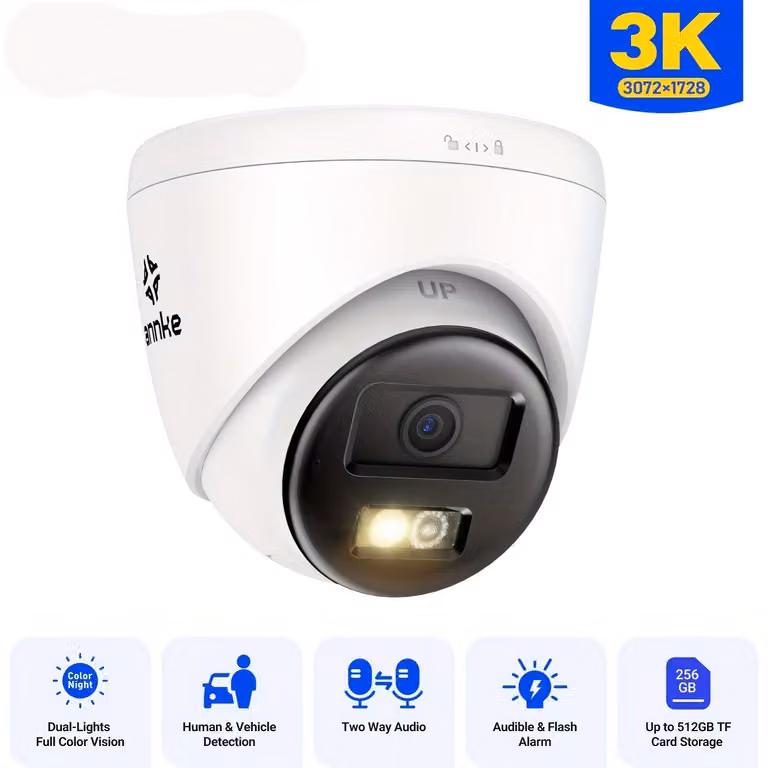 Telecamera IP - Telecamera di sorveglianza - Telecamera di sicurezza - Sistema di sicurezza per esterni - Telecamera a cupola - Risoluzione 5MP 3K