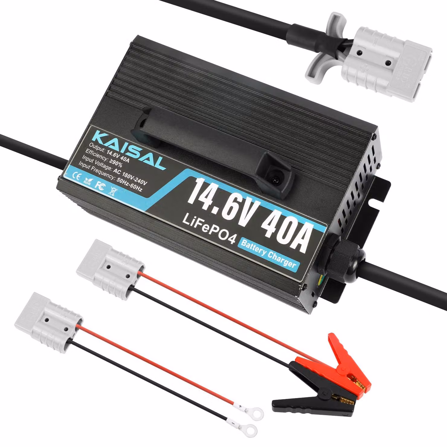 Acculader LiFePO4 - 14,6 V, 40 A - Per batteria al litio da 12 volt - Adatto per camper, imbarcazioni e sistemi solari