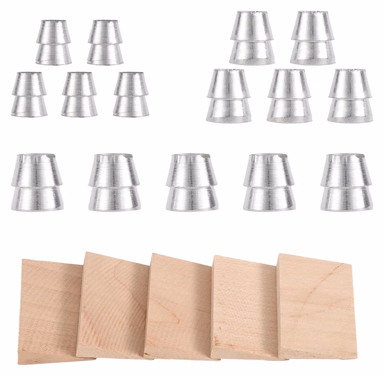Kit di riparazione con 40 spessori in legno e acciaio per manici di martelli, set per utensili