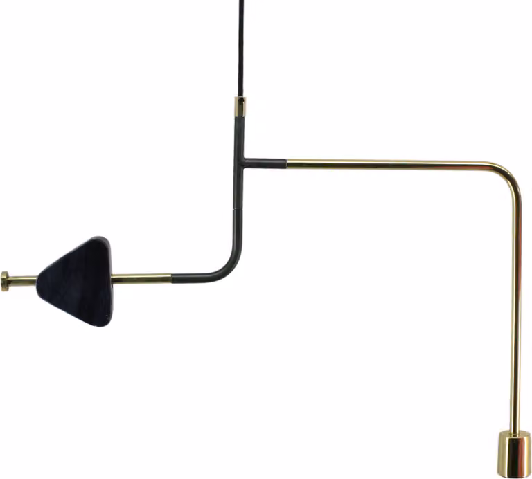 Lampada a sospensione Padiro, 62 x 4 x 47 cm - nera - in ferro - con braccio curvo e dettaglio geometrico