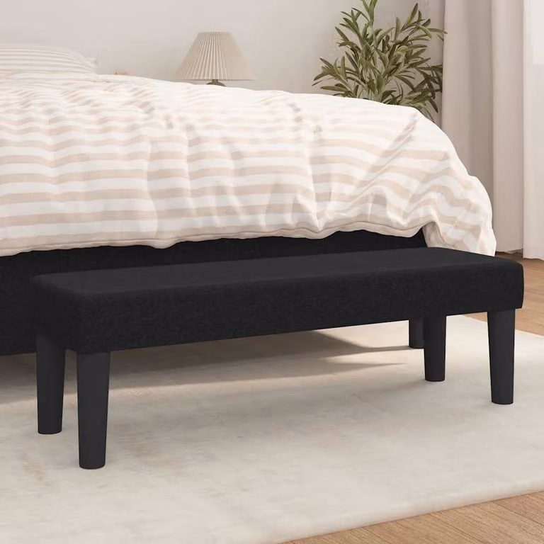 Panca nera vidaXL in tessuto con struttura in legno L/P/H: 100 x 30 x 30 cm