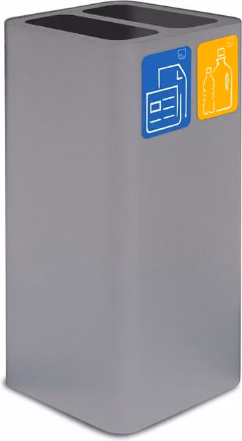 Pattumiera Per Raccolta Rifiuti 38x38xh80 cm In Acciaio Verniciato Cover a 2 Scomparti Grigio