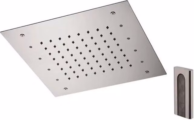 Soffione a soffitto Remer con LED RGB in acciaio inox argento 30x30 cm
