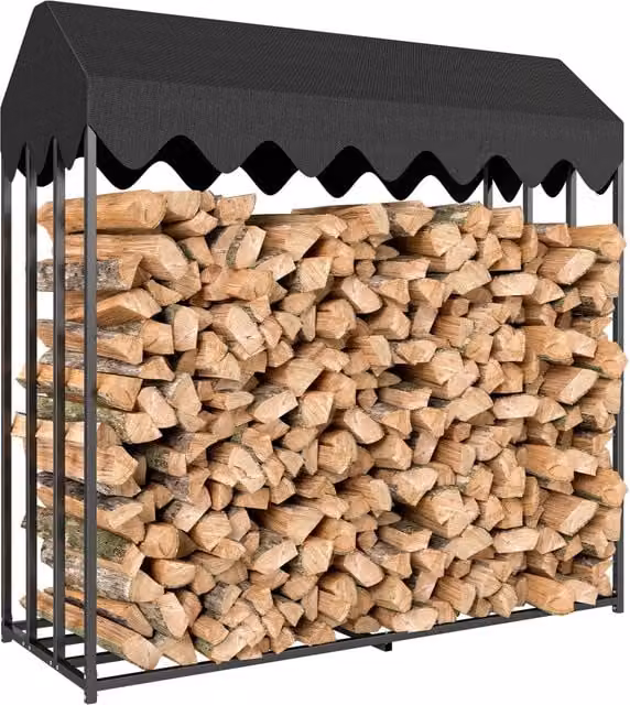 Rastrelliera per legna da esterno Minimal con coperchio in acciaio nero H 185 x L 186 x P 70 cm – 1