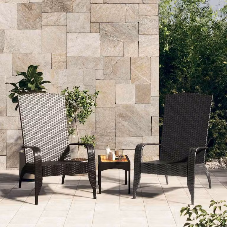 Sedia da giardino Adirondack vidaXL in polyrattan nera