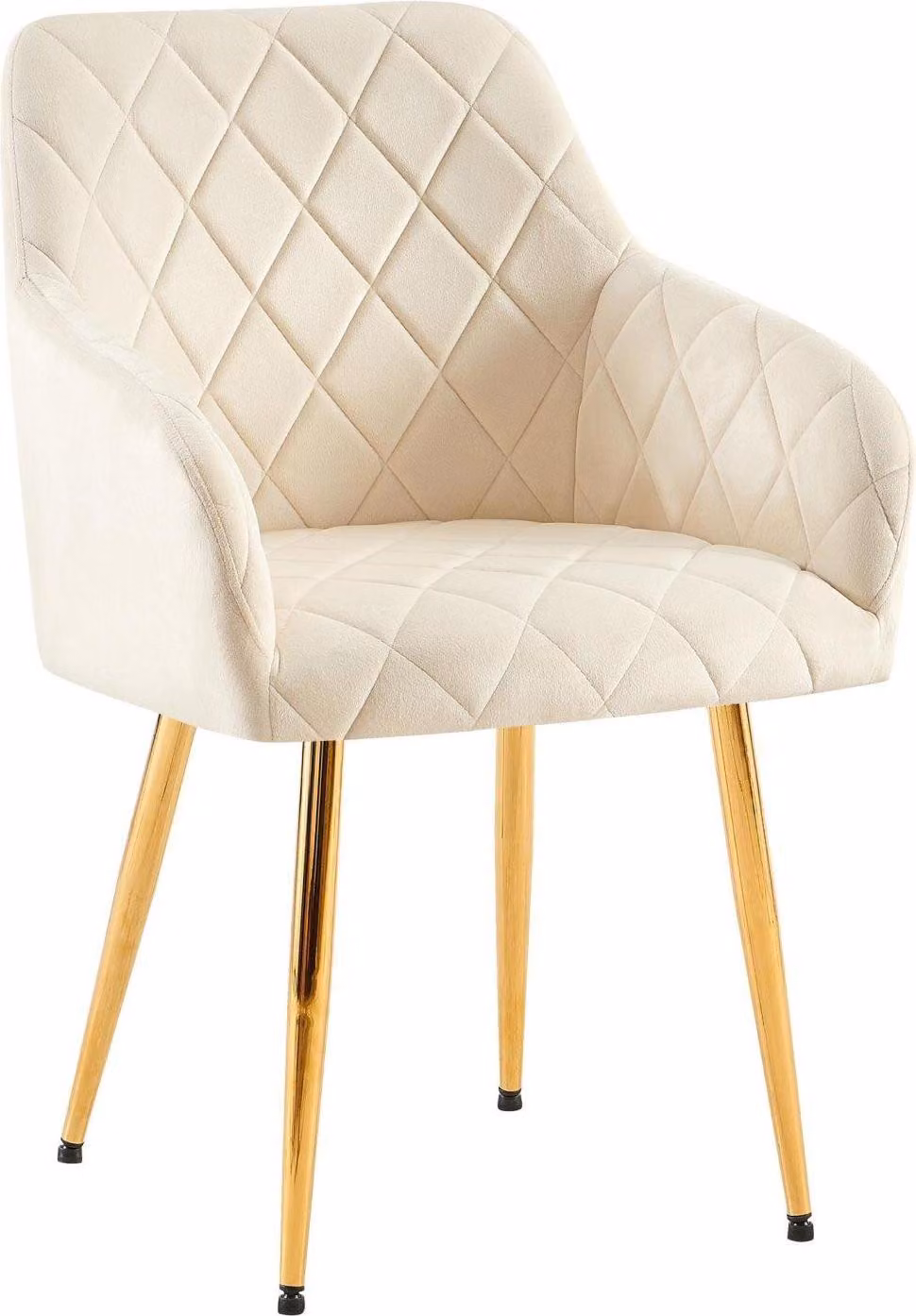 Comoda sedia da pranzo in velluto - Sedia elegante, comfort duraturo - Struttura robusta | Colore: crema | Materiale della struttura: oro metallizzato