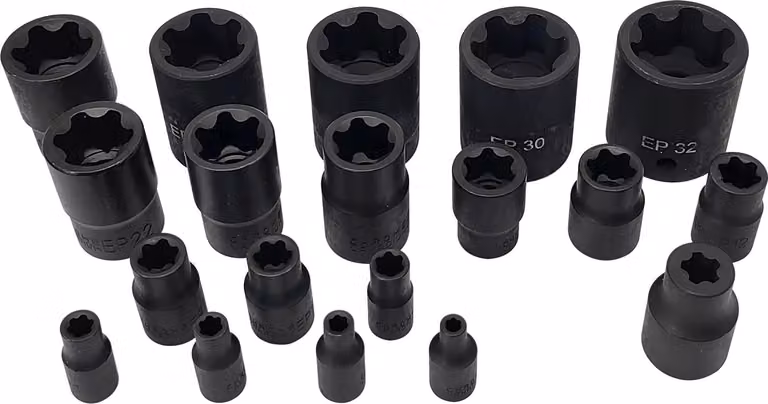 Set di bussole EP, 19 pezzi, CR-V filettatura interna da 1/4 di pollice, 3/8 di pollice, 1/2 di pollice, set esterno Torx a stella EP4-EP32