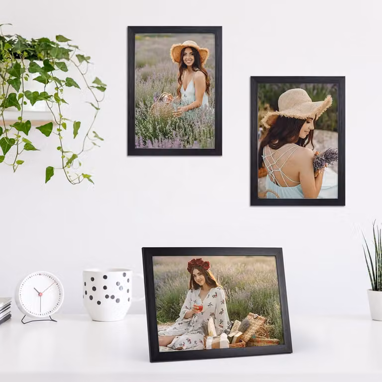 Set di 12 portafoto A4 neri - versatile espositore da parete e da scrivania - ideale per le stampe