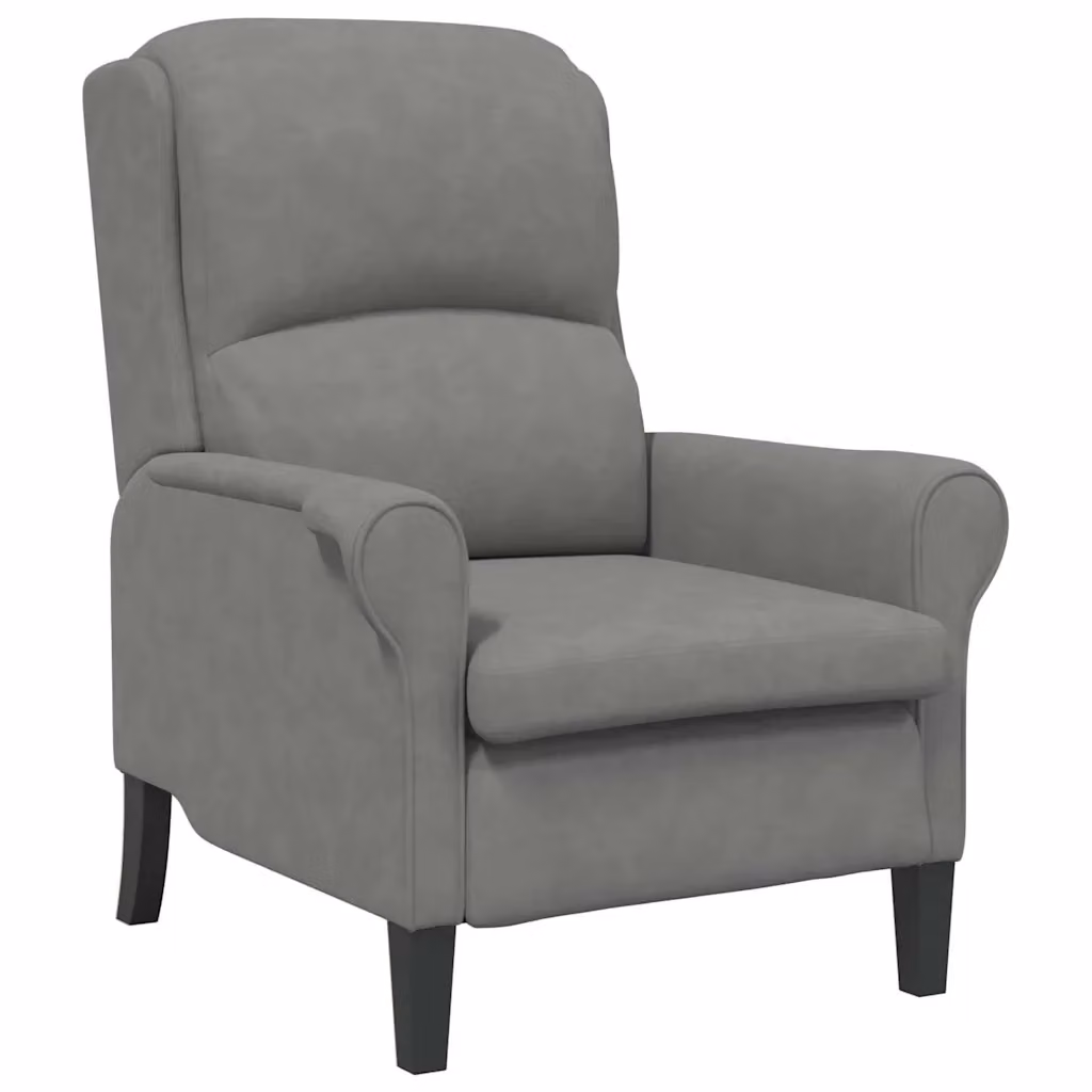 Poltrona moderna vidaXL in microfibra grigia con braccioli e struttura in legno, L: 76 cm, P: 94 cm, H: 102 cm – 2