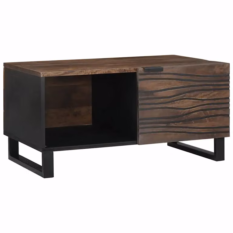 vidaXL Tavolino da salotto moderno in legno di acacia e metallo, marrone, L 80 x P 50 x H 40 cm