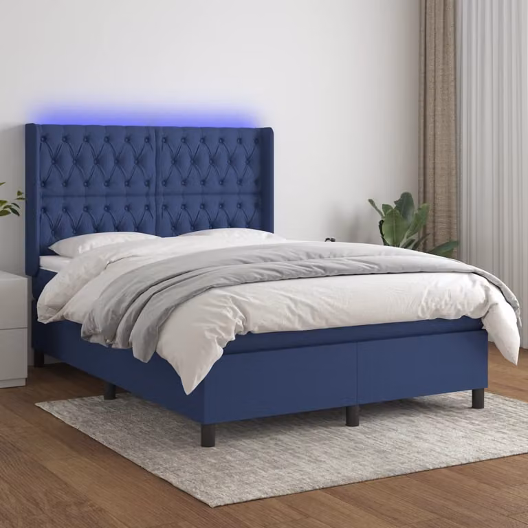 Maison Exclusive - Letto a Molle con Materasso e LED Blu 140x190 cm in Tessuto