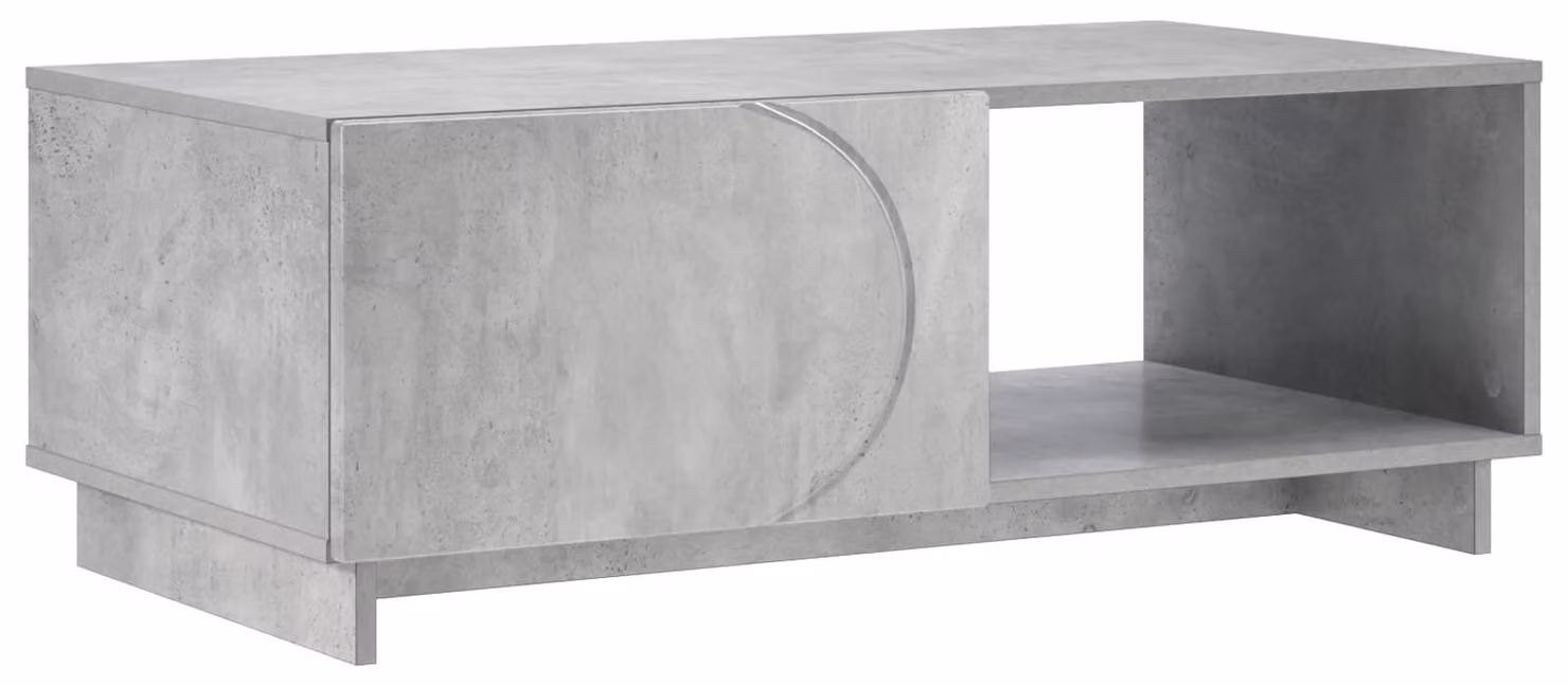 Tavolino da caffè grigio cemento, dimensioni 95 x 50,5 x 35 cm, realizzato in materiale composito di legno