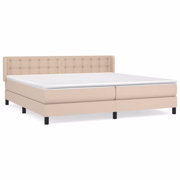 Giroletto a Molle con Materasso Cappuccino 200x200cm Pelle finta
