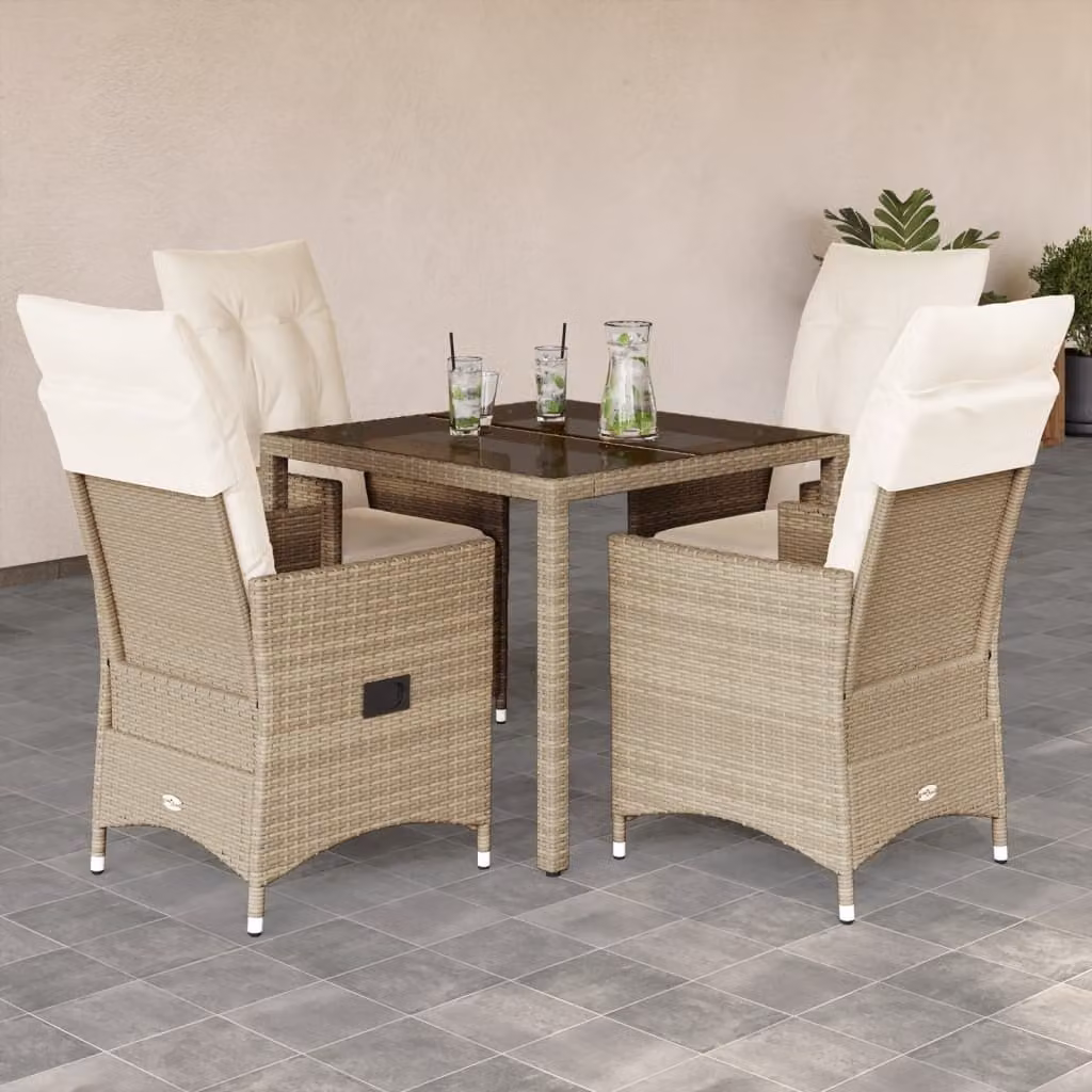 Maison Exclusive - Set da pranzo da giardino 5 pezzi con cuscini in polyrattan beige