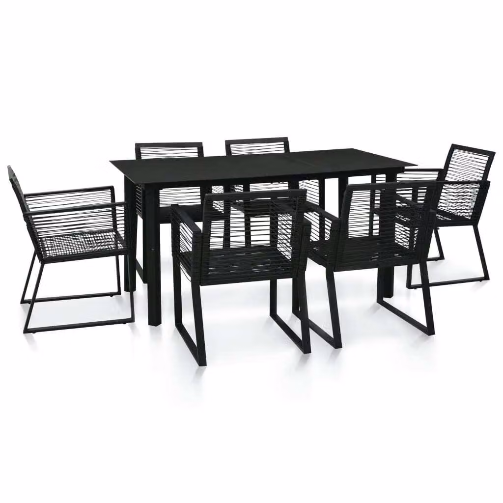 set da pranzo da giardino 7 pezzi PVC rattan nero