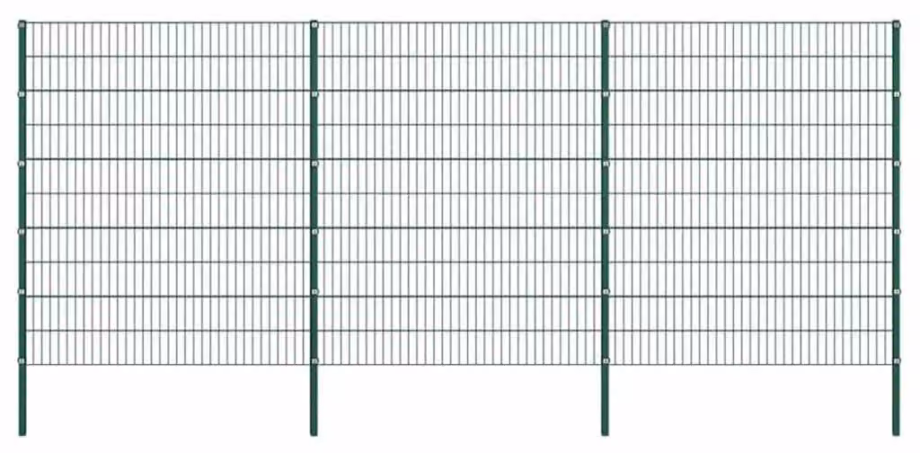 Pannello per recinzione con pali in ferro, dimensioni 522 x 200 cm, colore verde
