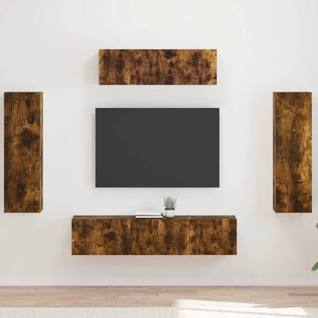 Mobile TV moderno in rovere fumè con 5 vani per soggiorno o camera da letto L: 97 cm, P: 31 cm, H: 100 cm – 2
