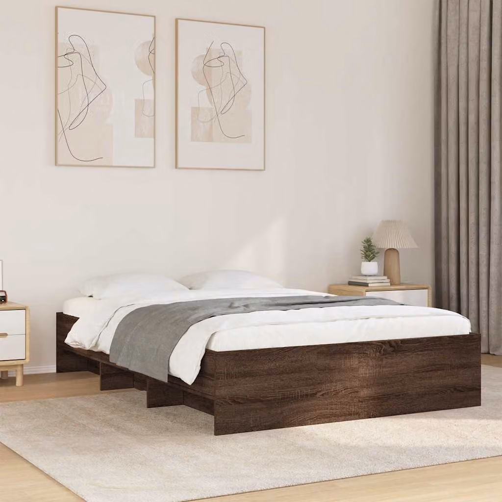 Giroletto senza materasso vidaXL in legno color rovere marrone, L 140 x P 190 cm – 1