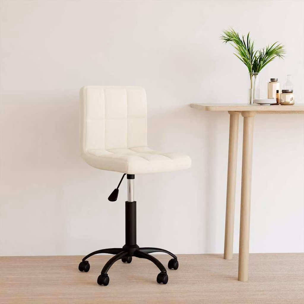 Sedia Girevole da Ufficio vidaXL in Velluto Beige con Base in Metallo e Ruote