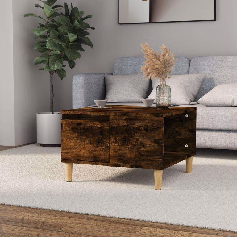 vidaXL Tavolino da Salotto Quadrato in Legno Marrone, L/P/H: 55 x 55 x 36,5 cm