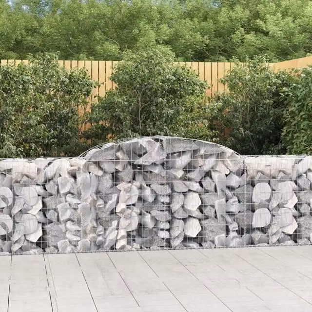 Set di 9 Cesti Gabbioni ad Arco Videx in Acciaio Zincato Grigio L: 300 cm, P: 50 cm, H: 80/100 cm