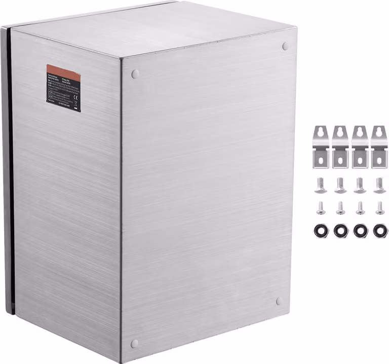SucceBuy Scatola elettrica in acciaio 16 "x 12 "x 10", alloggiamento in acciaio inox 304, montaggio a parete, impermeabile IP66 per apparecchi da esterno con cerniere, serratura, piastra di montaggio