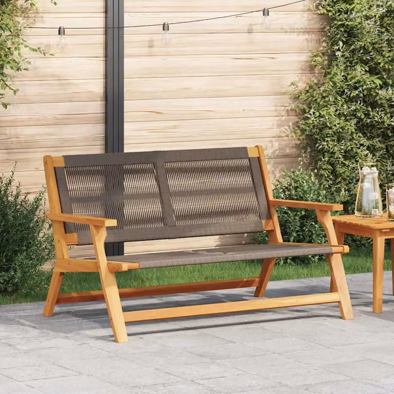 Panca da giardino relax vidaXL in legno di acacia massello grigio con braccioli