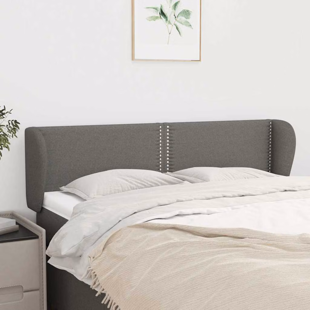 Testiera ad orecchio vidaXL in tessuto grigio per camera da letto, L: 147 cm, P: 23 cm, H: 78/88 cm