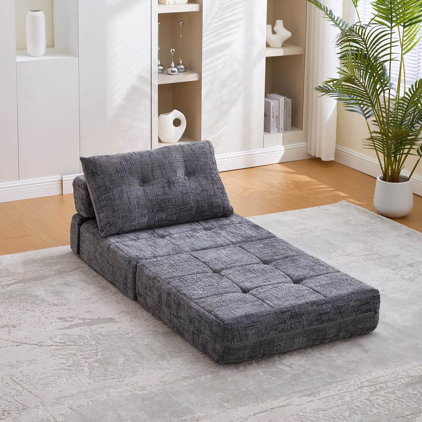 LVHOM Divano letto pieghevole multifunzione, letto per ospiti salvaspazio con cuscino, divano imbottito con schiuma ad alta densità, per ufficio soggiorno, grigio